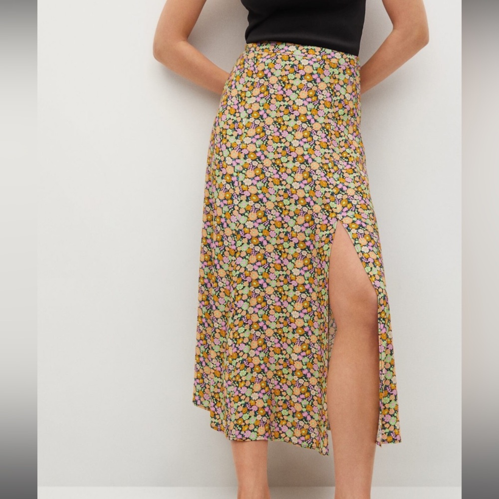 MANGO SLIT FLORAL SKIRT
